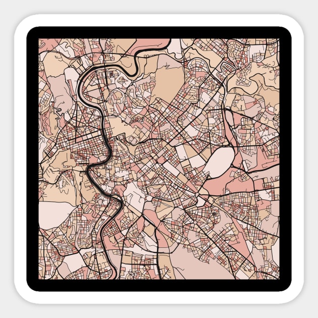 Rome Map Pattern in Soft Pink Pastels Sticker by PatternMaps